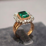 Pear Cut Diamond Green Coloured  Cocktail Ring