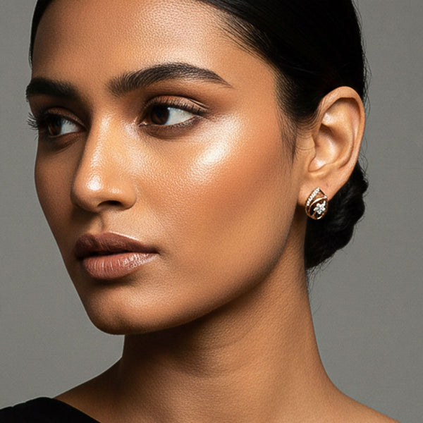 Pear shape rose gold earrings