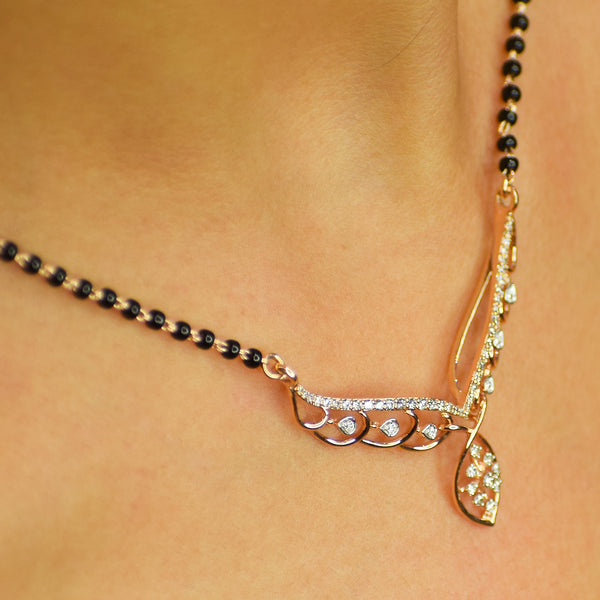 Angel wing design rose gold finish Mangalsutra