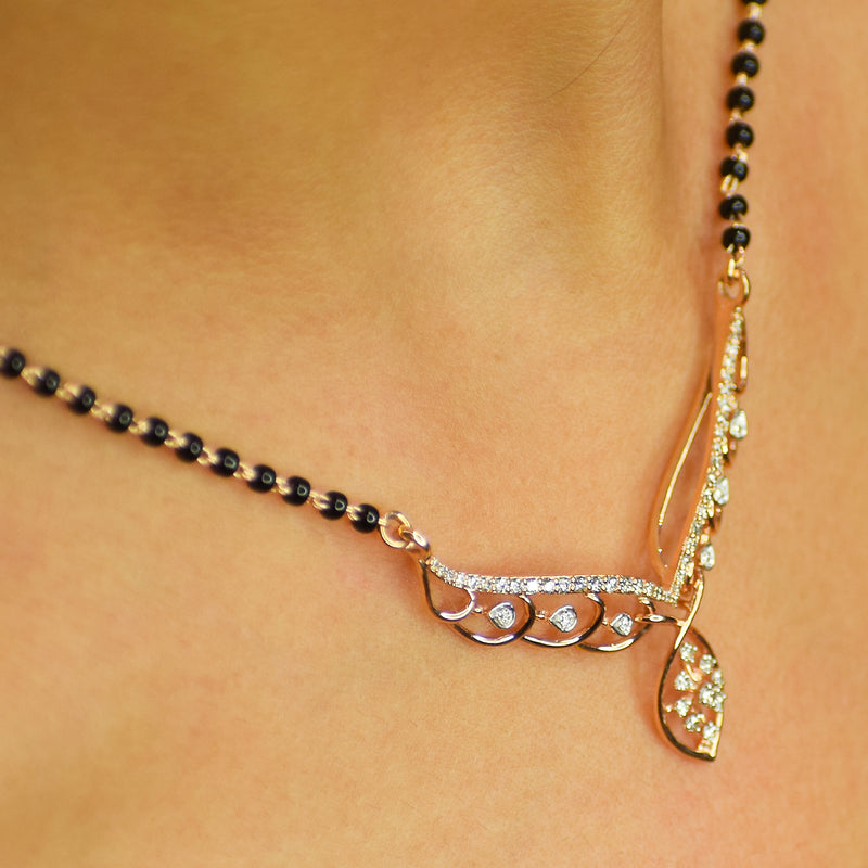 Angel wing design rose gold finish Mangalsutra