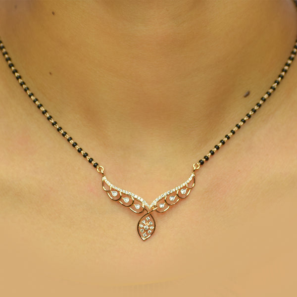 Angel wing design rose gold finish Mangalsutra