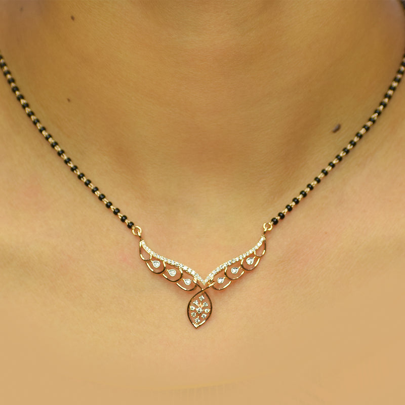 Angel wing design rose gold finish Mangalsutra