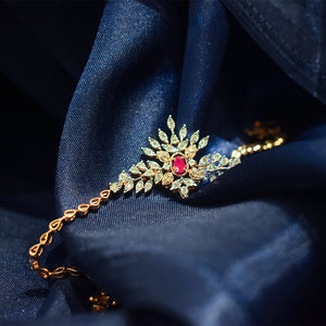 Ruby Rose Gold Floral Bracelet