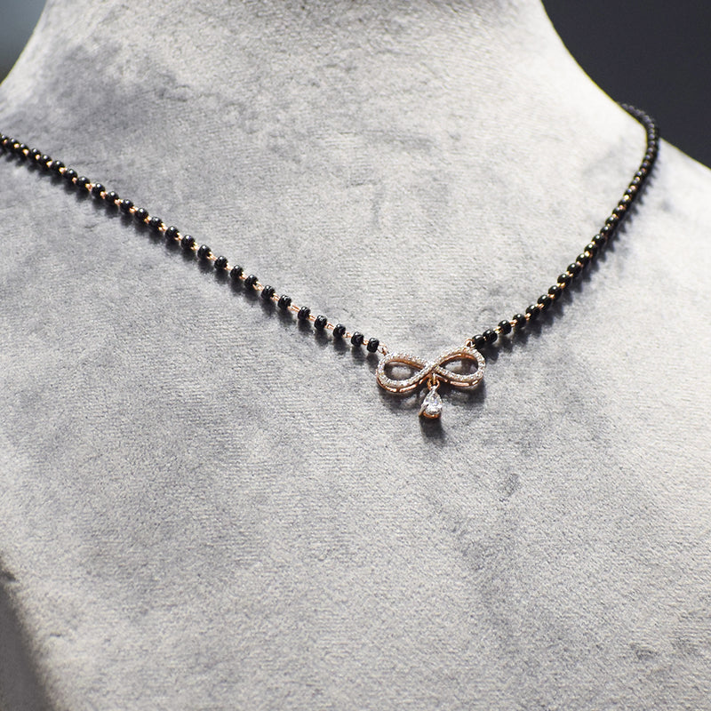 Infinity Design with Marquise Droplet Pendant With Black Beads