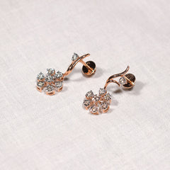 Floral pattern hanging rose gold earrings