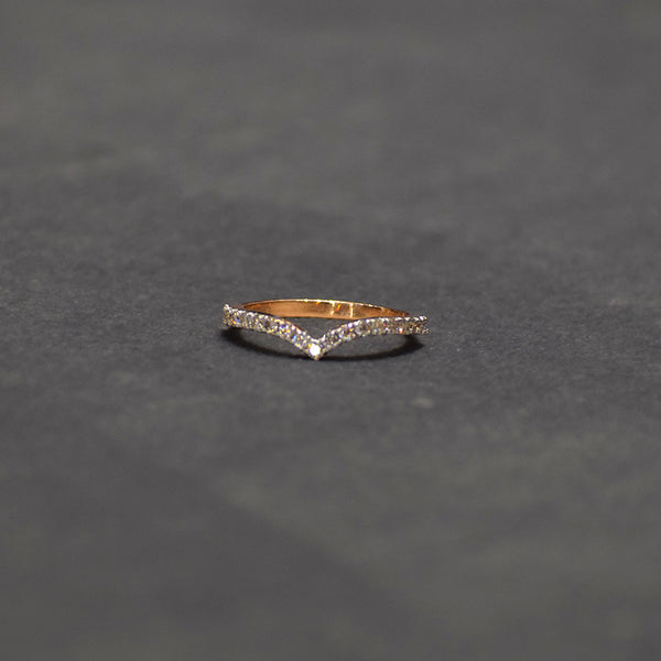 Rose Gold V Shape Diamond Ring