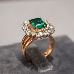 Pear Cut Diamond Green Coloured  Cocktail Ring
