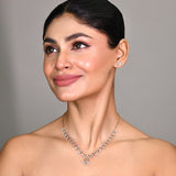 Leaf Pattern Light Weight Rose Gold Necklace Set