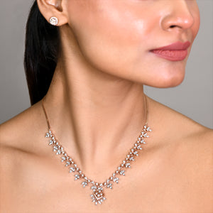 Leaf Pattern Light Weight Rose Gold Necklace Set