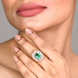 Pear Cut Diamond Green Coloured  Cocktail Ring