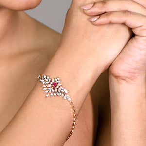 Ruby Rose Gold Floral Bracelet