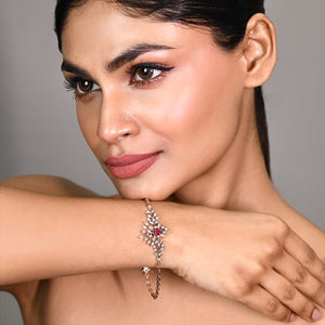 Ruby Rose Gold Floral Bracelet