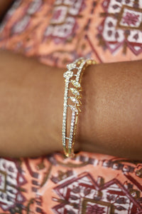 Yellow Gold Leaf Pattern Bracelet