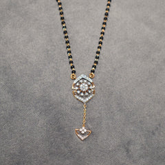 Rose Gold Droplet Pendant With Black Beads Mangalsutra