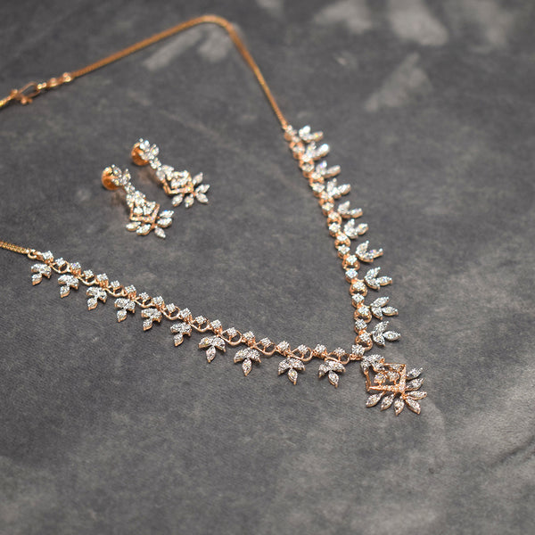 Leaf Pattern Light Weight Rose Gold Necklace
