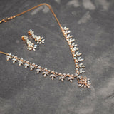 Leaf Pattern Light Weight Rose Gold Necklace Set