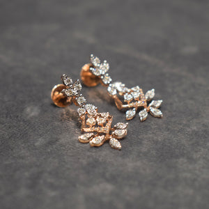Leaf Pattern Light Weight Rose Gold Necklace Set