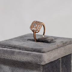 Rose gold plated diamond cluster ring