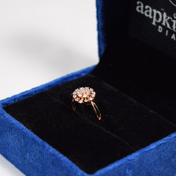 Rose gold plated flower diamond ring