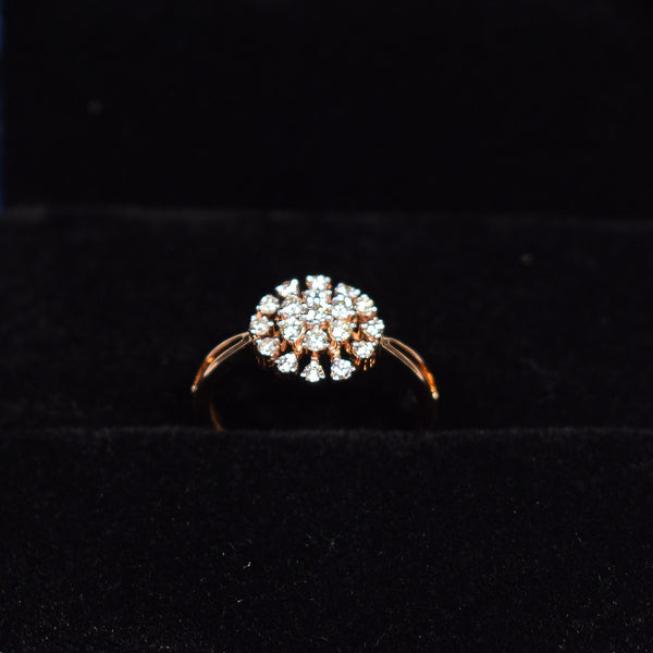Rose gold plated flower diamond ring