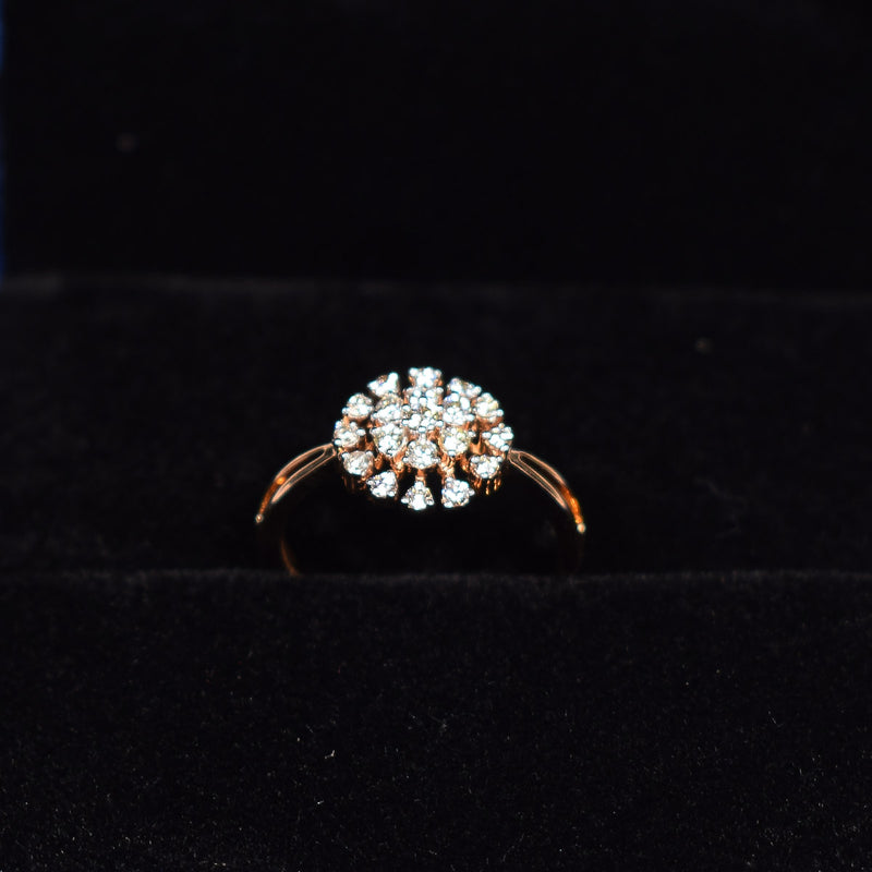 Rose gold plated flower diamond ring
