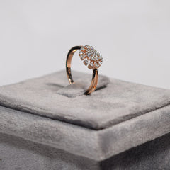 Rose gold plated flower diamond ring