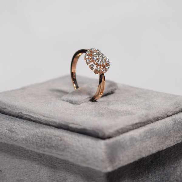 Rose gold plated flower diamond ring