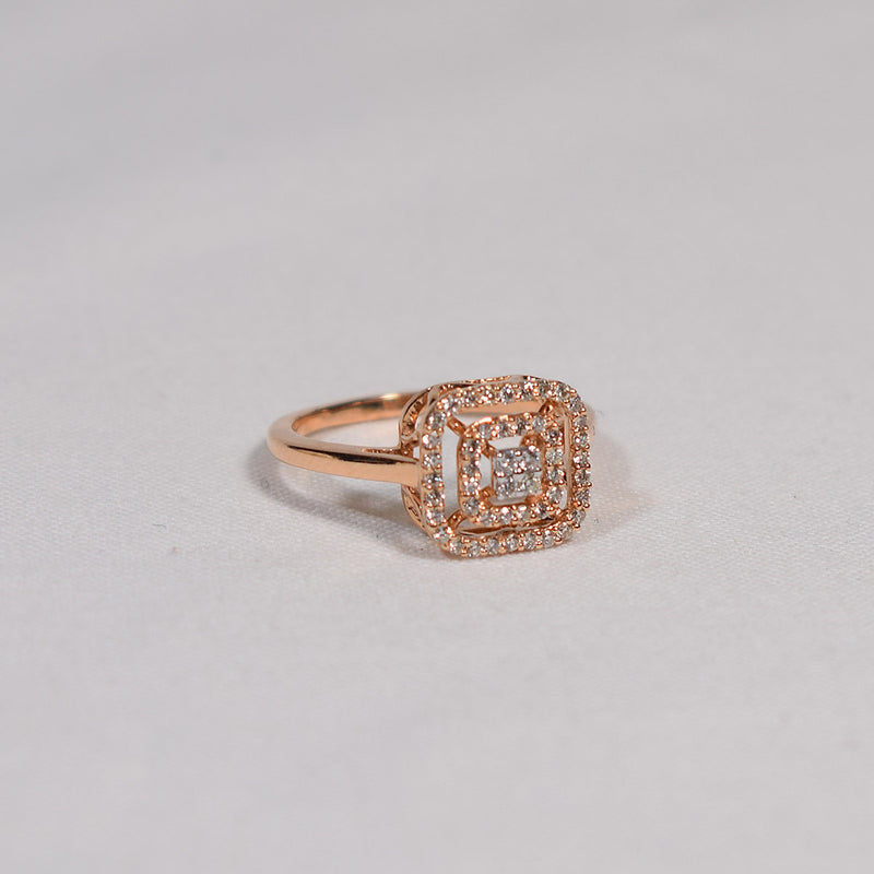 Rose gold plated diamond cluster ring