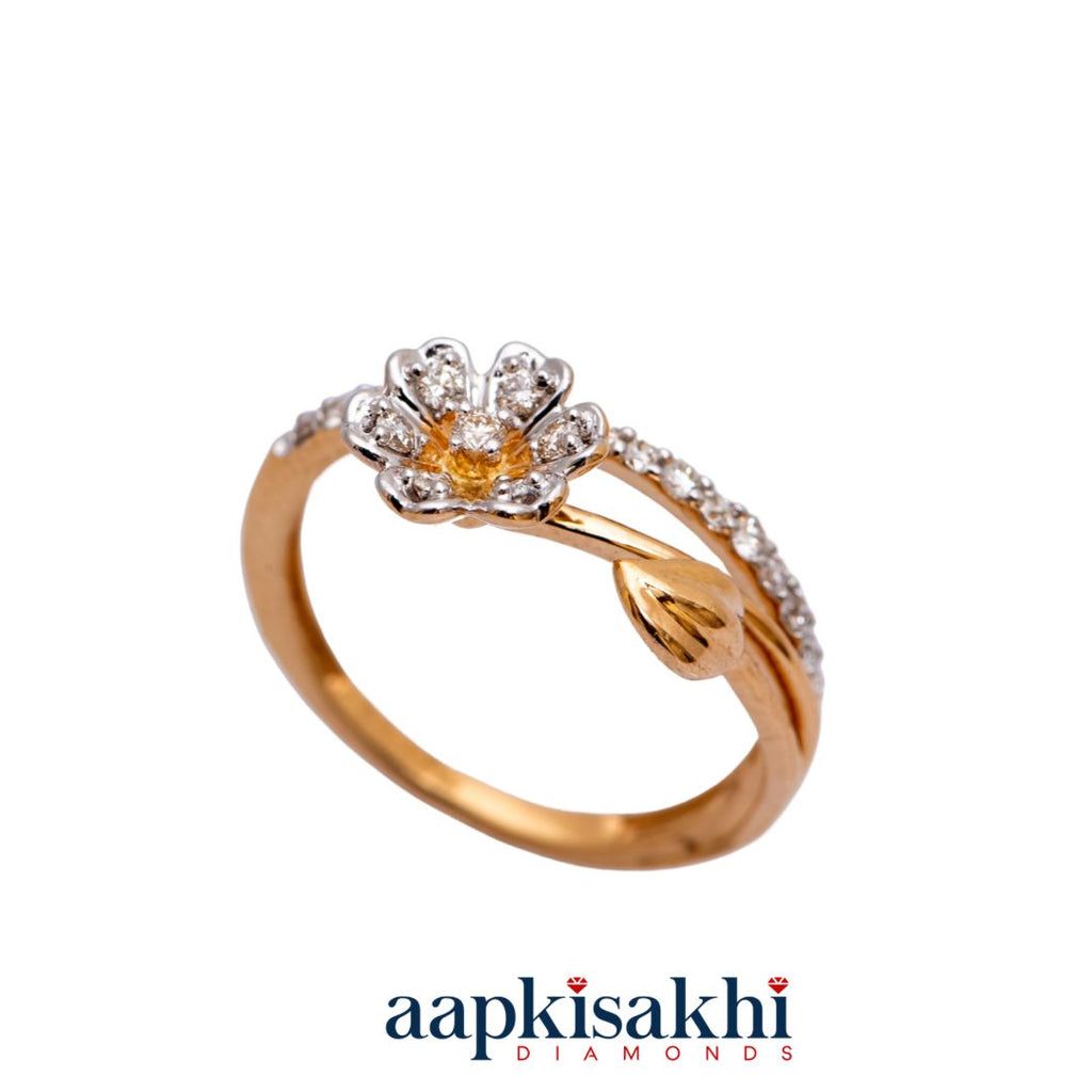 Ladee: Overlapping Leaf Wedding Ring in Rose Gold | Ken & Dana