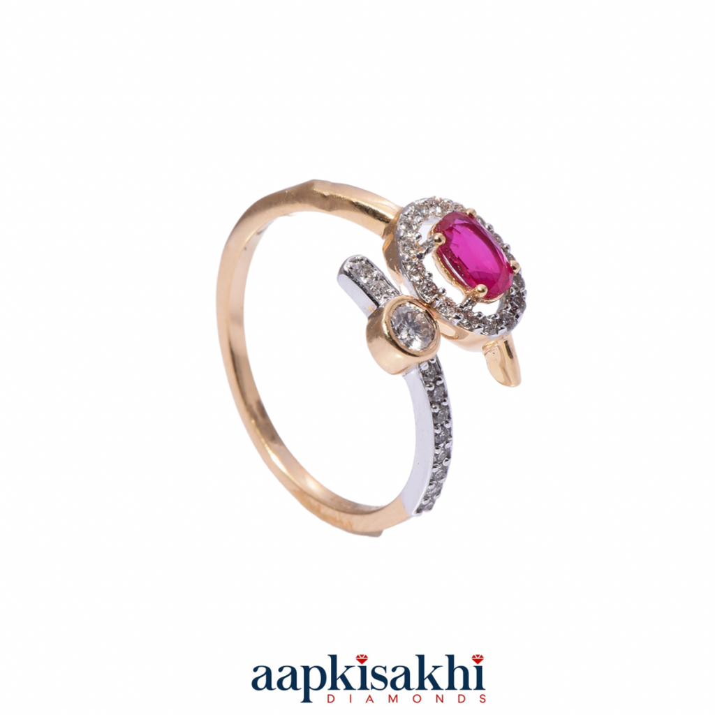 Pink Colour Stoned Diamond Ring