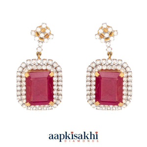 Diamond Earring with Coloured Stone